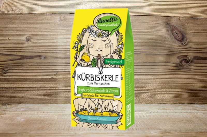 Geröstete Bio-Kürbiskerne veredelt mit Joghurt-Schokolade &amp; Zitrone ...