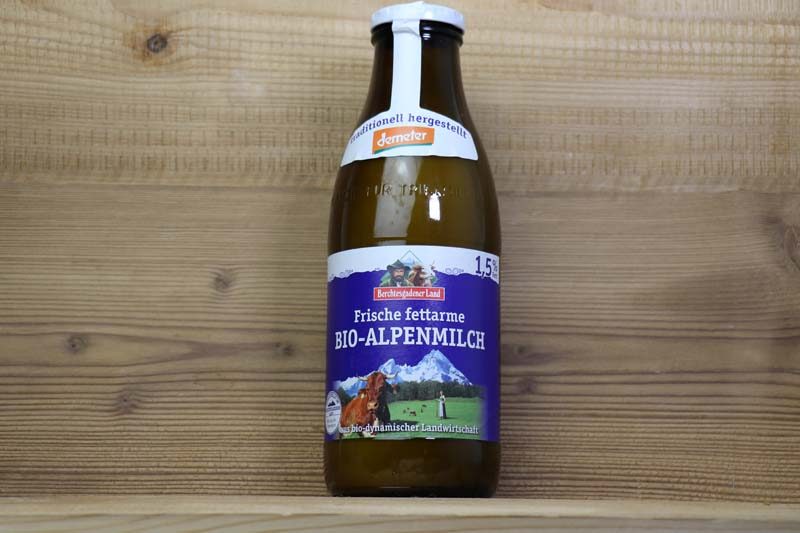 Berchtesgadener Land, Bio-Alpenmilch, 1,5%, 1l Glas