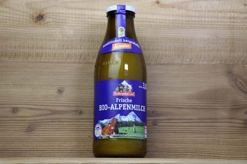 Berchtesgadener Land, Bio-Alpenmilch, 3,8%, 1l Glas